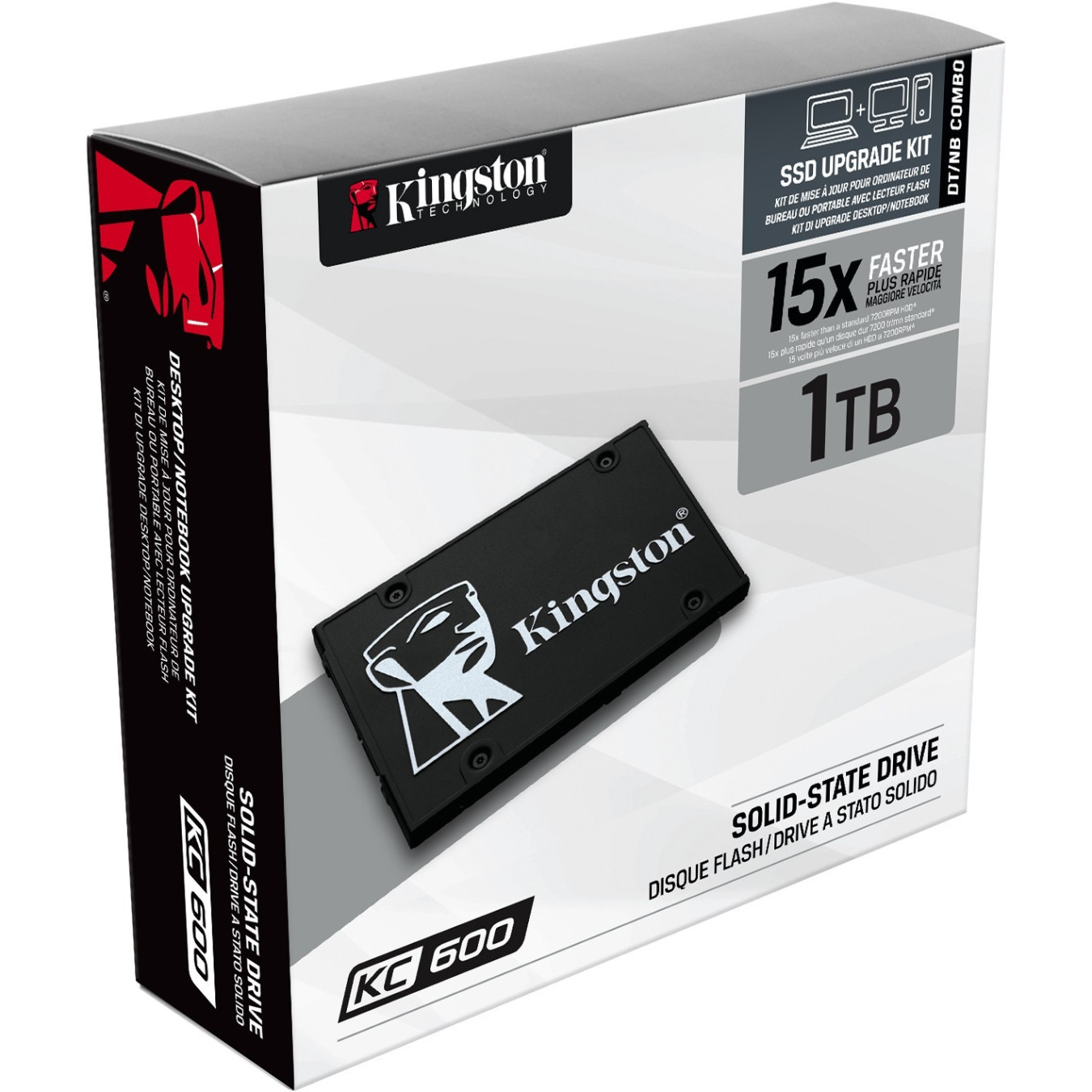 Kingston KC600 - 1TB SATA III 2.5" (7mm) SSD - 550MB/s Read, 520MB/s Write, 256-bit AES Encryption