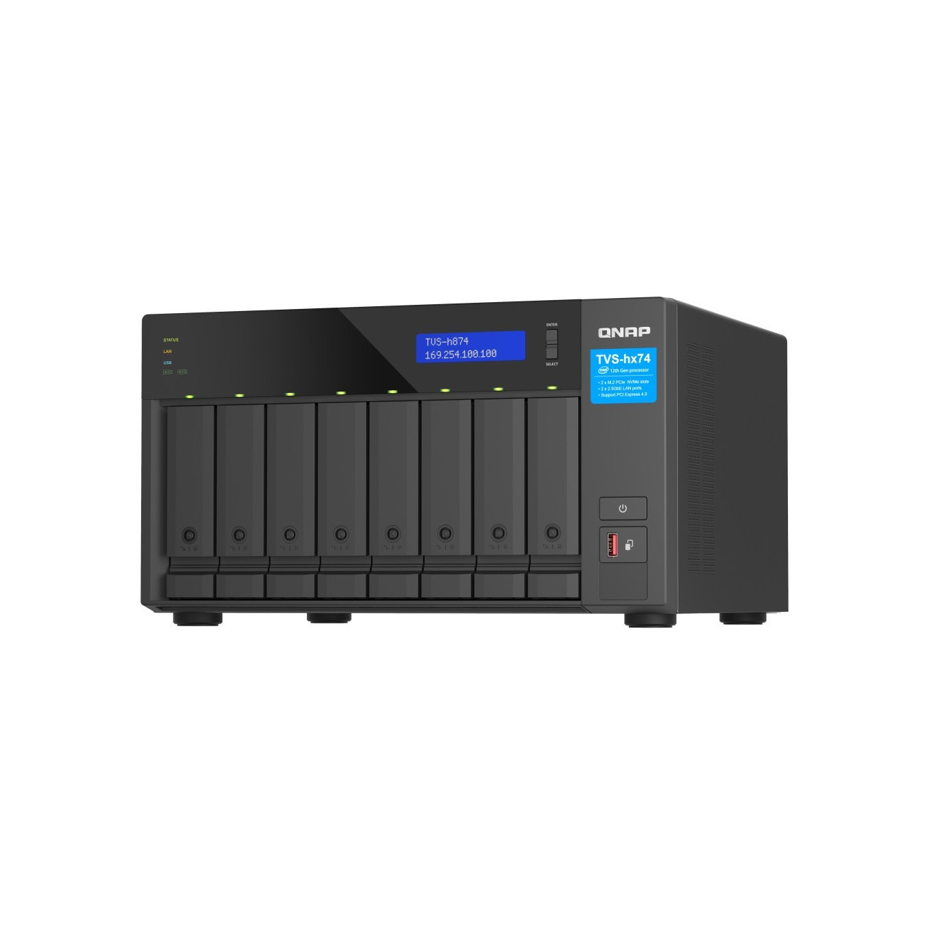 QNAP TVS-H874X-I9-64G - 8-bay QuTS hero NAS, Intel Core i9-12900, 64GB DDR4, Black — Buy in Cyprus with Fast Delivery