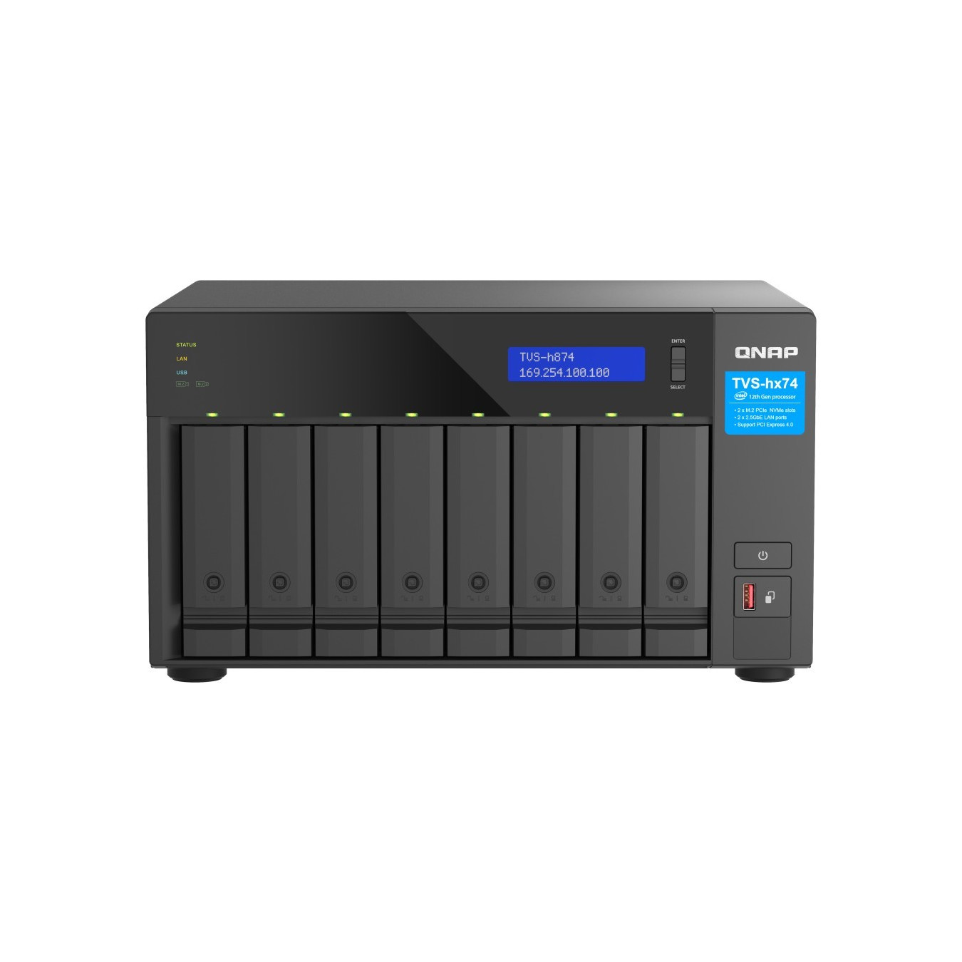 QNAP TVS-H874X-I9-64G - 8-bay QuTS hero NAS, Intel Core i9-12900, 64GB DDR4, Black — Buy in Cyprus with Fast Delivery