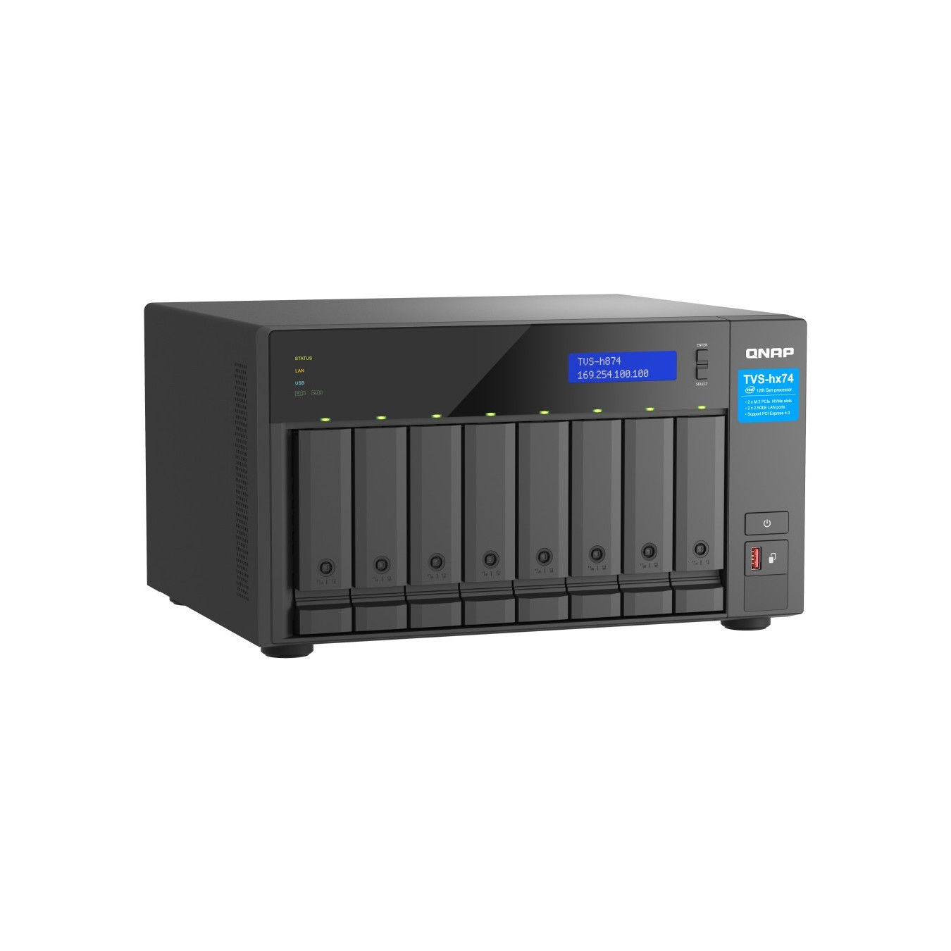 QNAP TVS-H874X-I9-64G - 8-bay QuTS hero NAS, Intel Core i9-12900, 64GB DDR4, Black — Buy in Cyprus with Fast Delivery