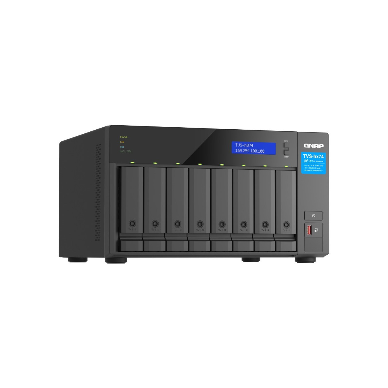 QNAP TVS-H874X-I9-64G - 8-bay QuTS hero NAS, Intel Core i9-12900, 64GB DDR4, Black — Buy in Cyprus with Fast Delivery