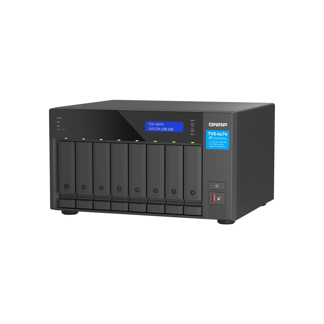 QNAP TVS-H874X-I9-64G - 8-bay QuTS hero NAS, Intel Core i9-12900, 64GB DDR4, Black — Buy in Cyprus with Fast Delivery