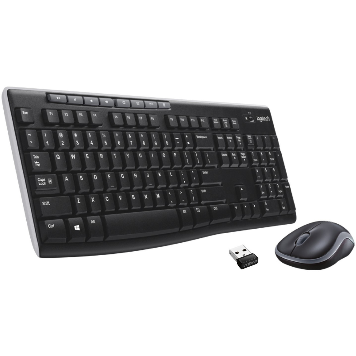 Logitech MK270 Wireless Combo - MK270 - Swiss CH QWERTZ, Black, Full-size Keyboard & 2.4GHz Optical Mouse