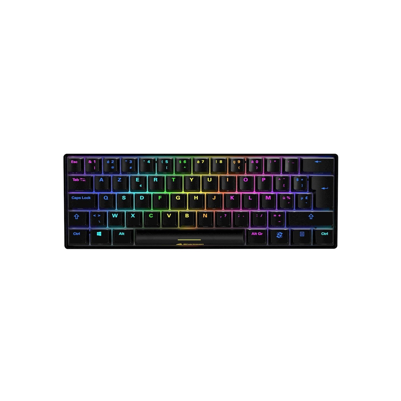 Sharkoon SKILLER SGK50 S4 - 60% Mechanical Gaming Keyboard, Kailh Red, French AZERTY, Black, RGB, USB-C, 32KB