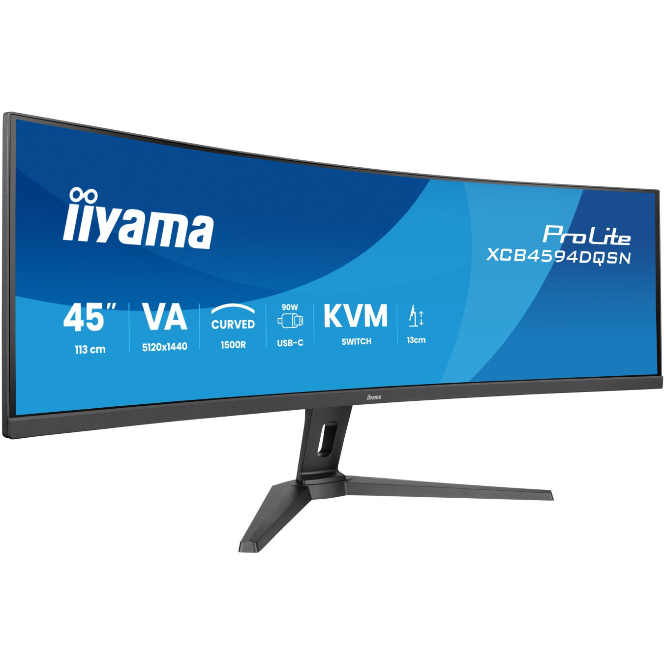 iiyama G-MASTER XCB4594DQSN-B1 - 45" (112 cm) Dual QHD 5120x1440, 32:9 Curved 1500R, VA, 165Hz, USB-C 90W, KVM, Black