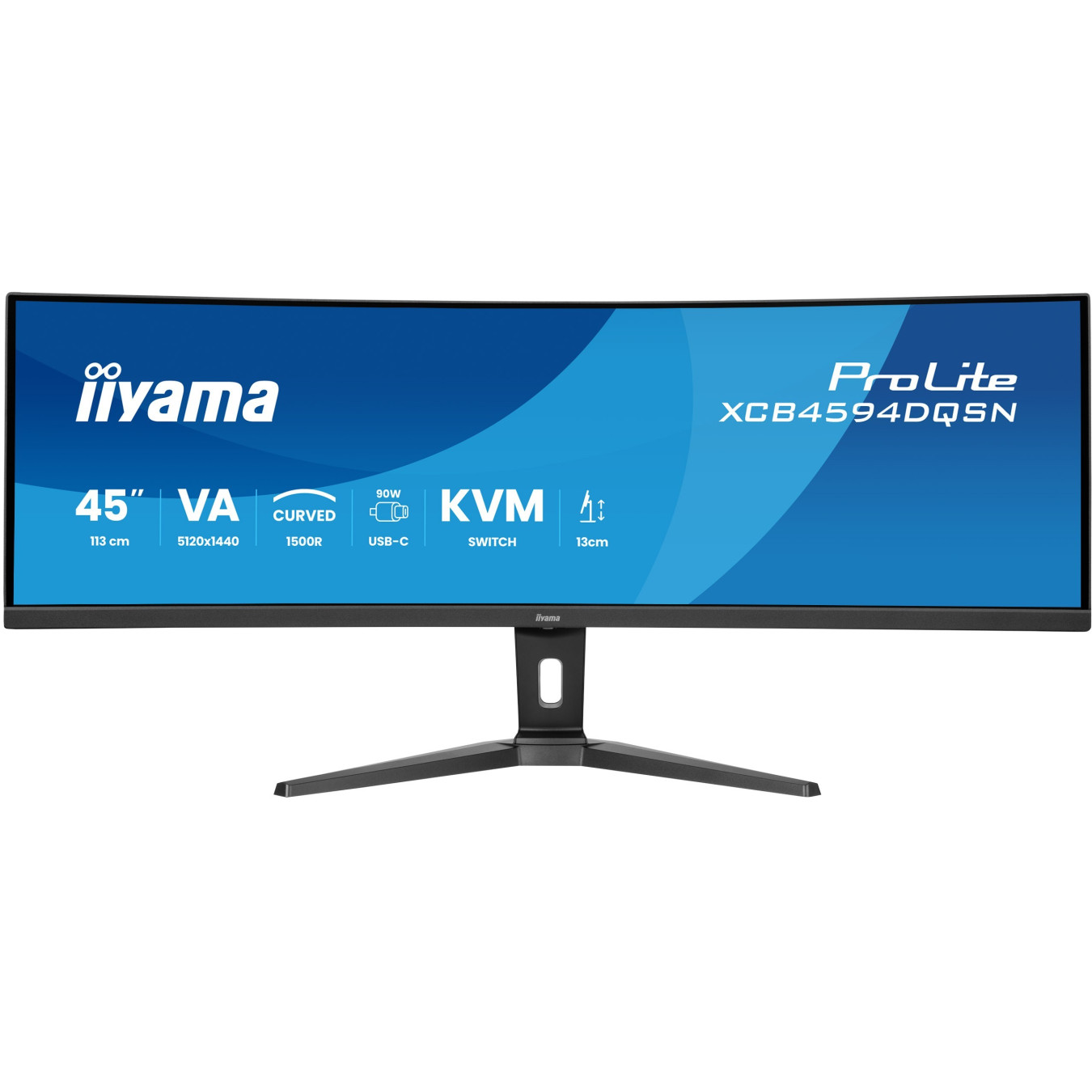 iiyama G-MASTER XCB4594DQSN-B1 - 45" (112 cm) Dual QHD 5120x1440, 32:9 Curved 1500R, VA, 165Hz, USB-C 90W, KVM, Black