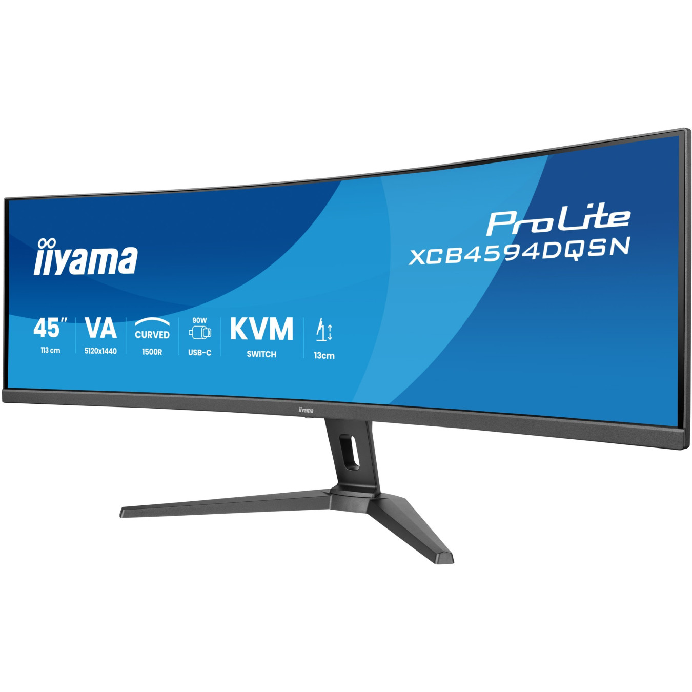 iiyama G-MASTER XCB4594DQSN-B1 - 45" (112 cm) Dual QHD 5120x1440, 32:9 Curved 1500R, VA, 165Hz, USB-C 90W, KVM, Black
