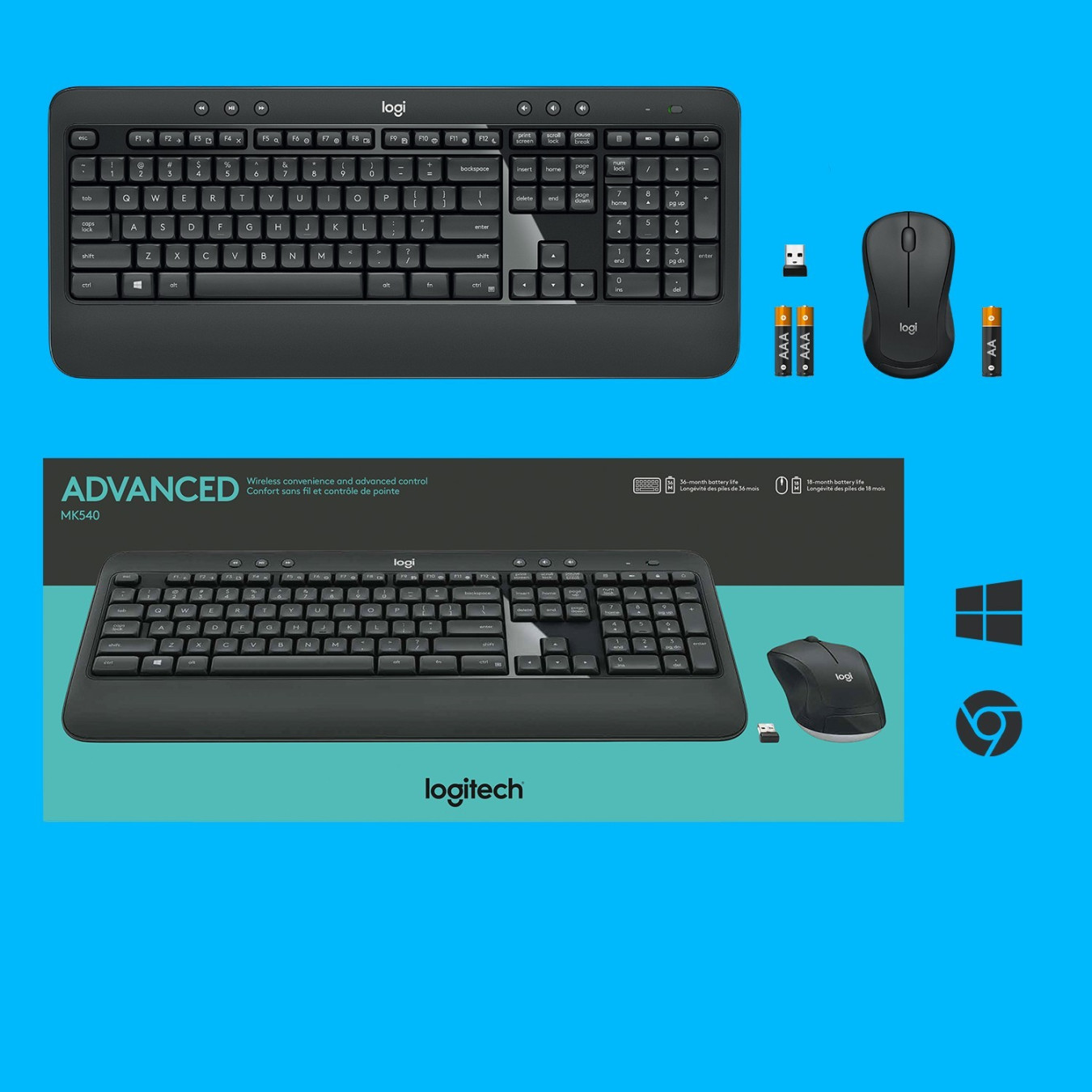 Logitech MK540 Advanced - Wireless Keyboard & Mouse Set - Black, Swiss QWERTZ, 2.4 GHz — Buy in Cyprus with Fast Delivery