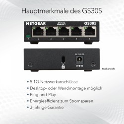 Buy NETGEAR GS305 - 5-Port Gigabit Unmanaged Switch - Black Metal, Wall-Mountable in Cyprus, Nicosia, Limassol, Larnaka, Pafos