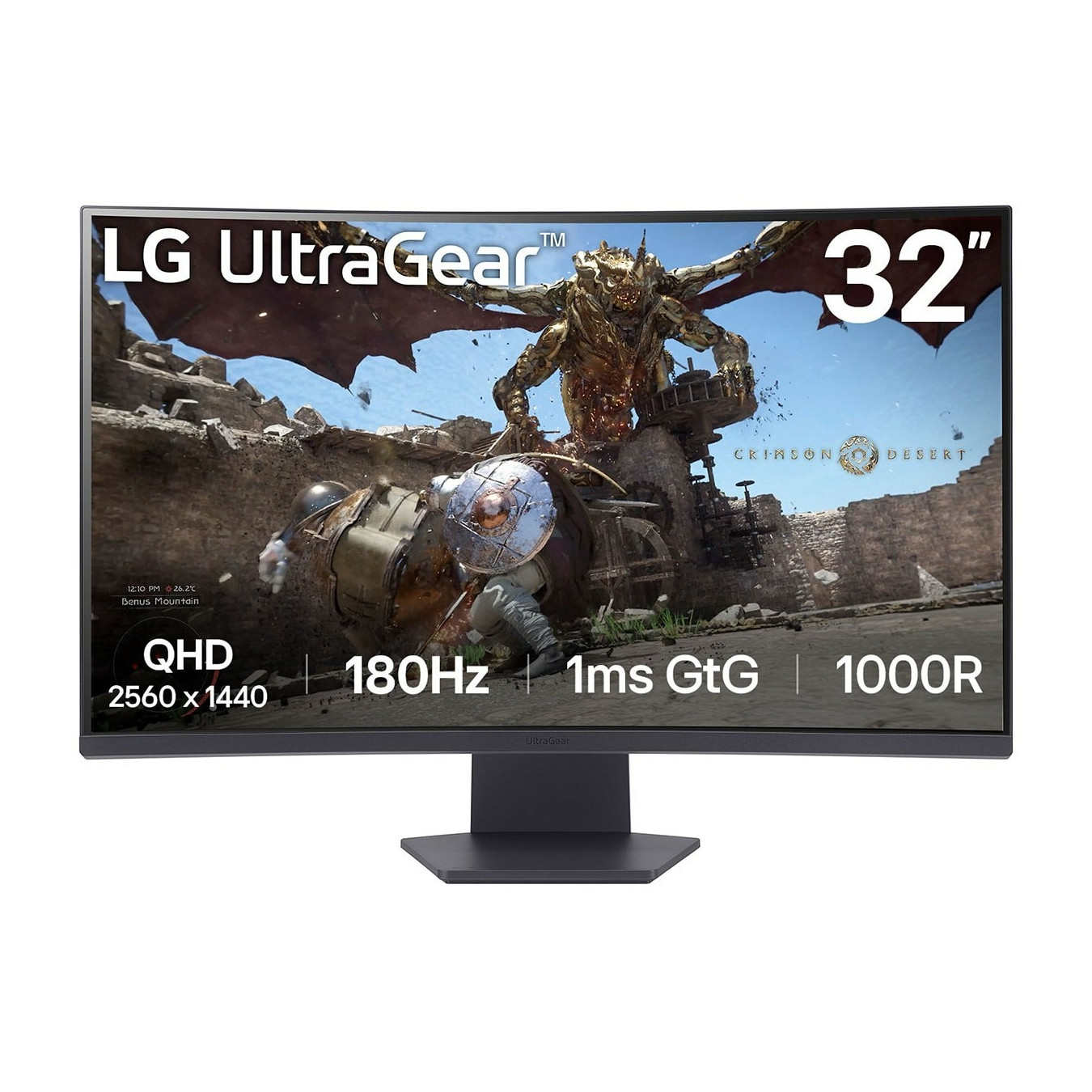 LG UltraGear 32GS60QC-B - 31.5in (80cm) QHD 2560x1440 Curved VA 1000R, 180Hz, 1ms, HDR10, FreeSync, Black