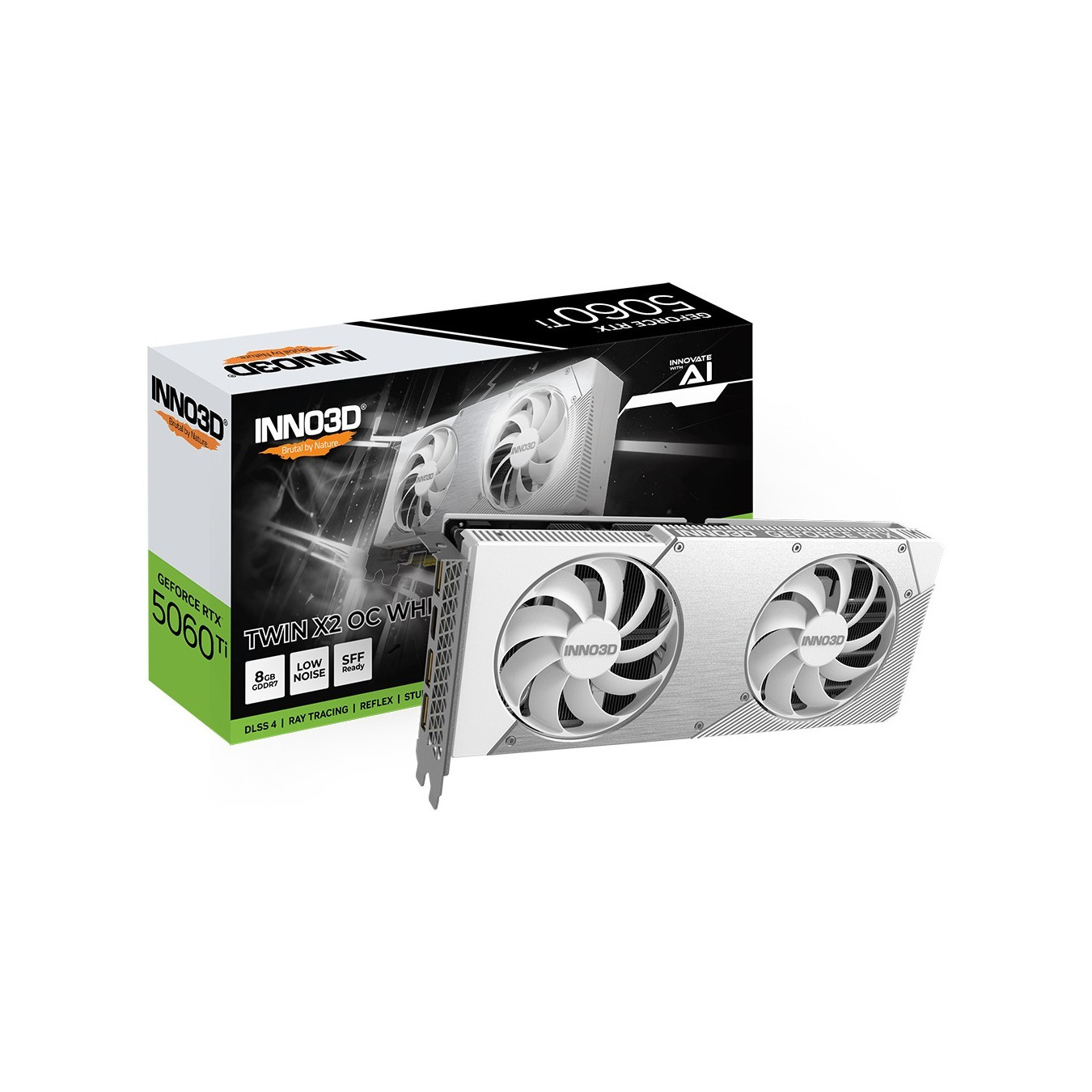 INNO3D GeForce RTX 5060 Ti Twin X2 OC - White, 8GB GDDR7, 128-bit, 2602 MHz Boost — Buy in Cyprus with Fast Delivery