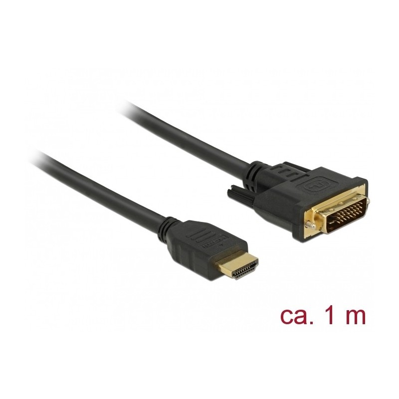 Buy DELOCK HDMI to DVI Bidirectional Cable - 85652 - Black, 1 m, Gold-Plated Con... in Cyprus, Nicosia, Limassol, Larnaka, Pafos