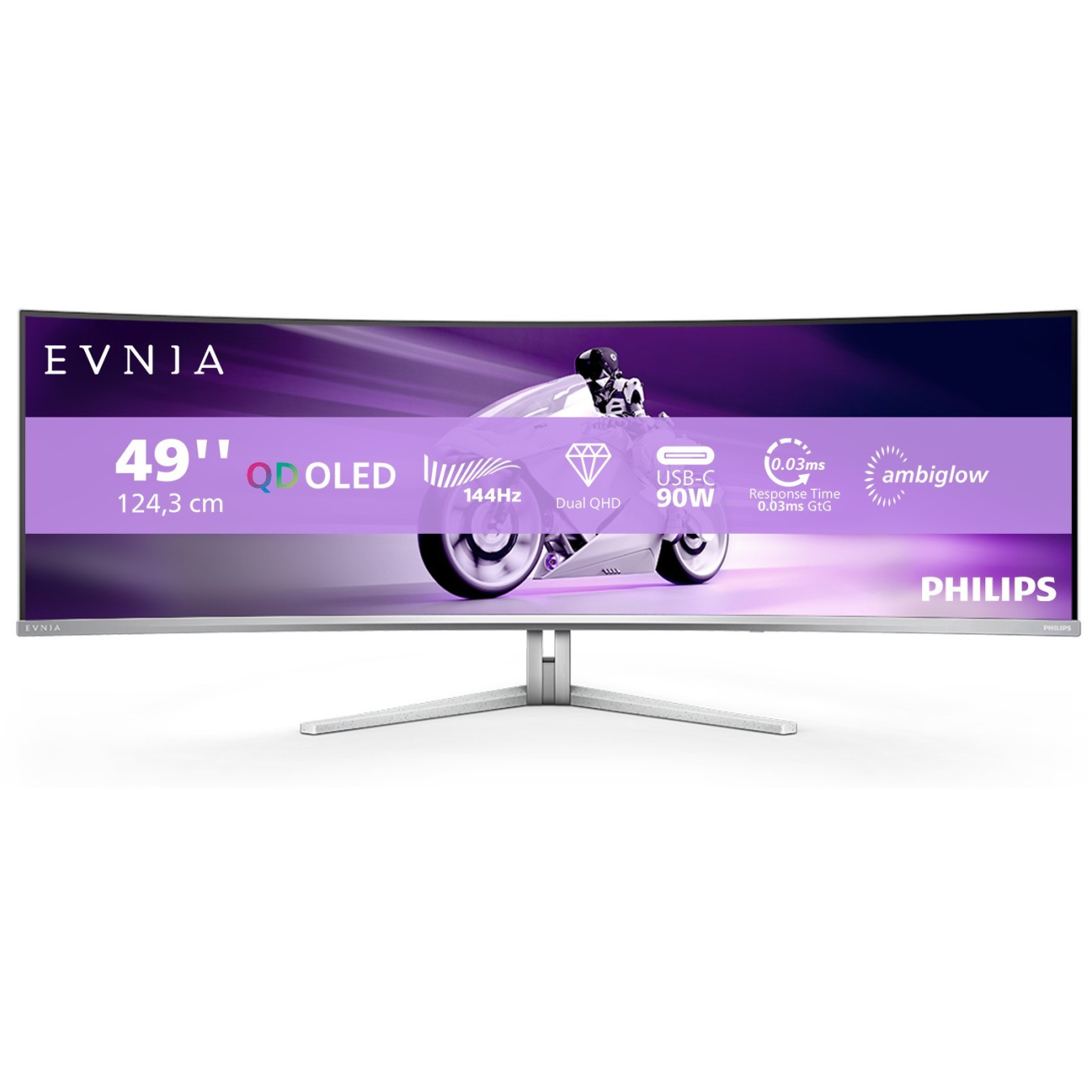 Philips Evnia 49M2C8900L - 49in (124.3 cm) QD-OLED 5120x1440 32:9 Curved 144Hz 0.03ms HDR400 True Black - White