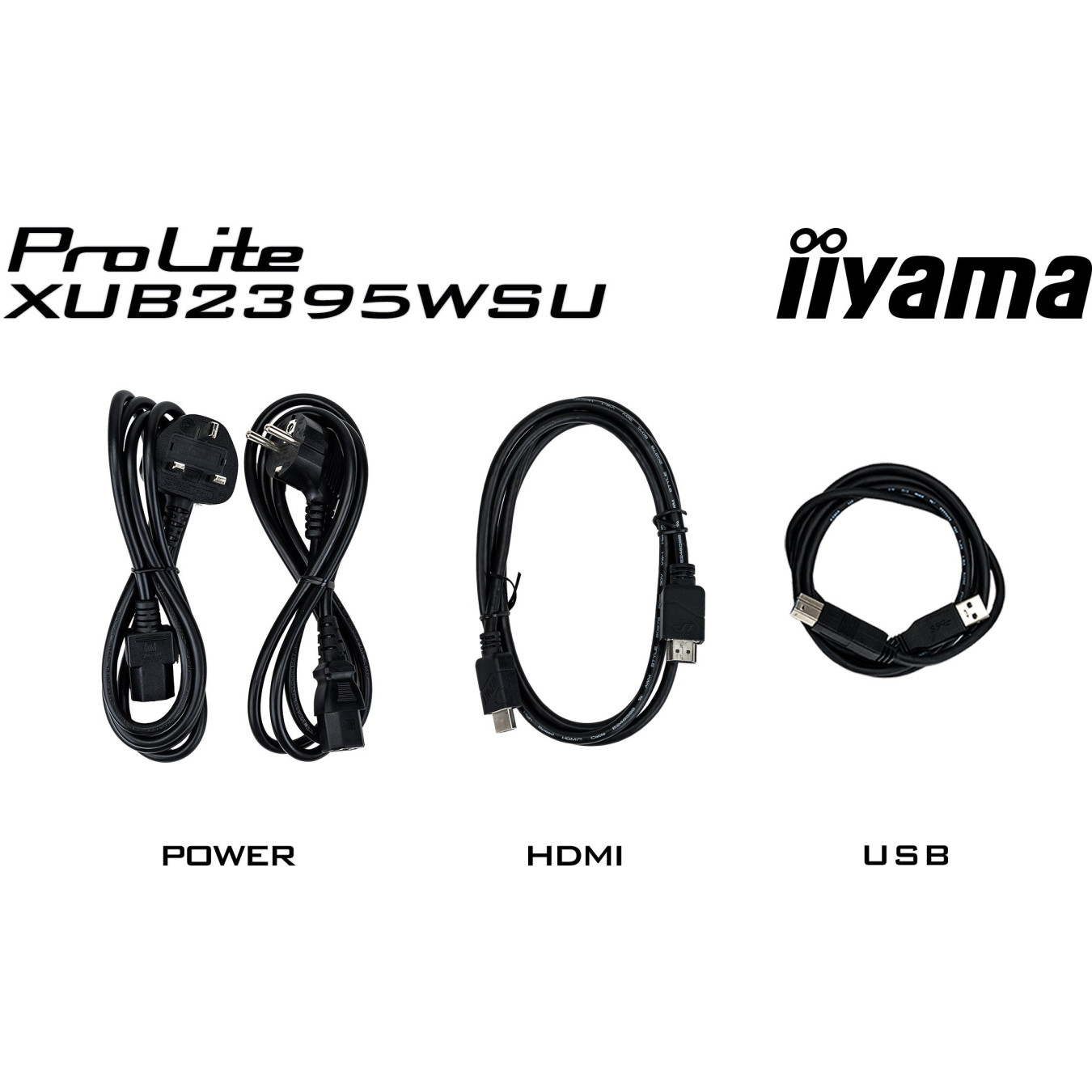 iiyama ProLite XUB2395WSU-B5 - 22.5" (57.1 cm) WUXGA IPS Monitor, 1920x1200, HDMI+DP, Height-Adjustable Stand, Black
