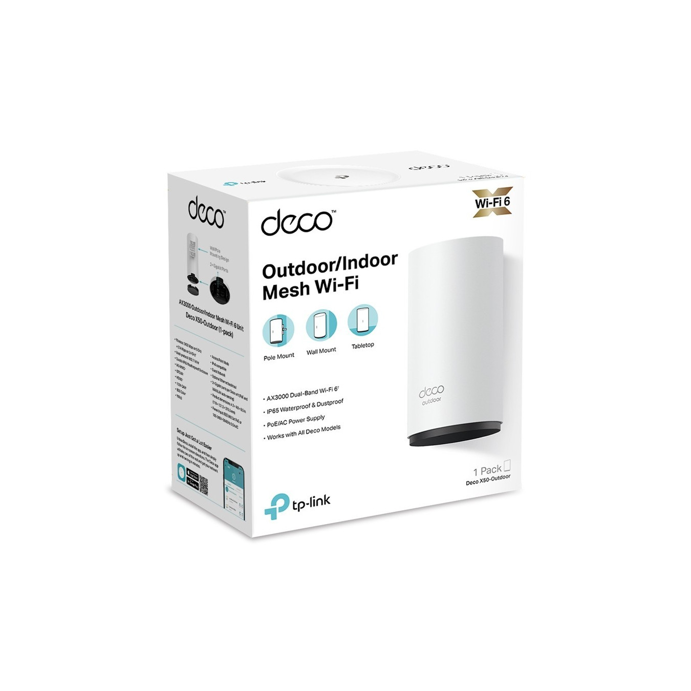 TP-Link Deco X50-Outdoor - AX3000 Wi-Fi 6 Mesh Access Point, Dual-Band (2.4/5 GHz), White — Buy in Cyprus with Fast Delivery
