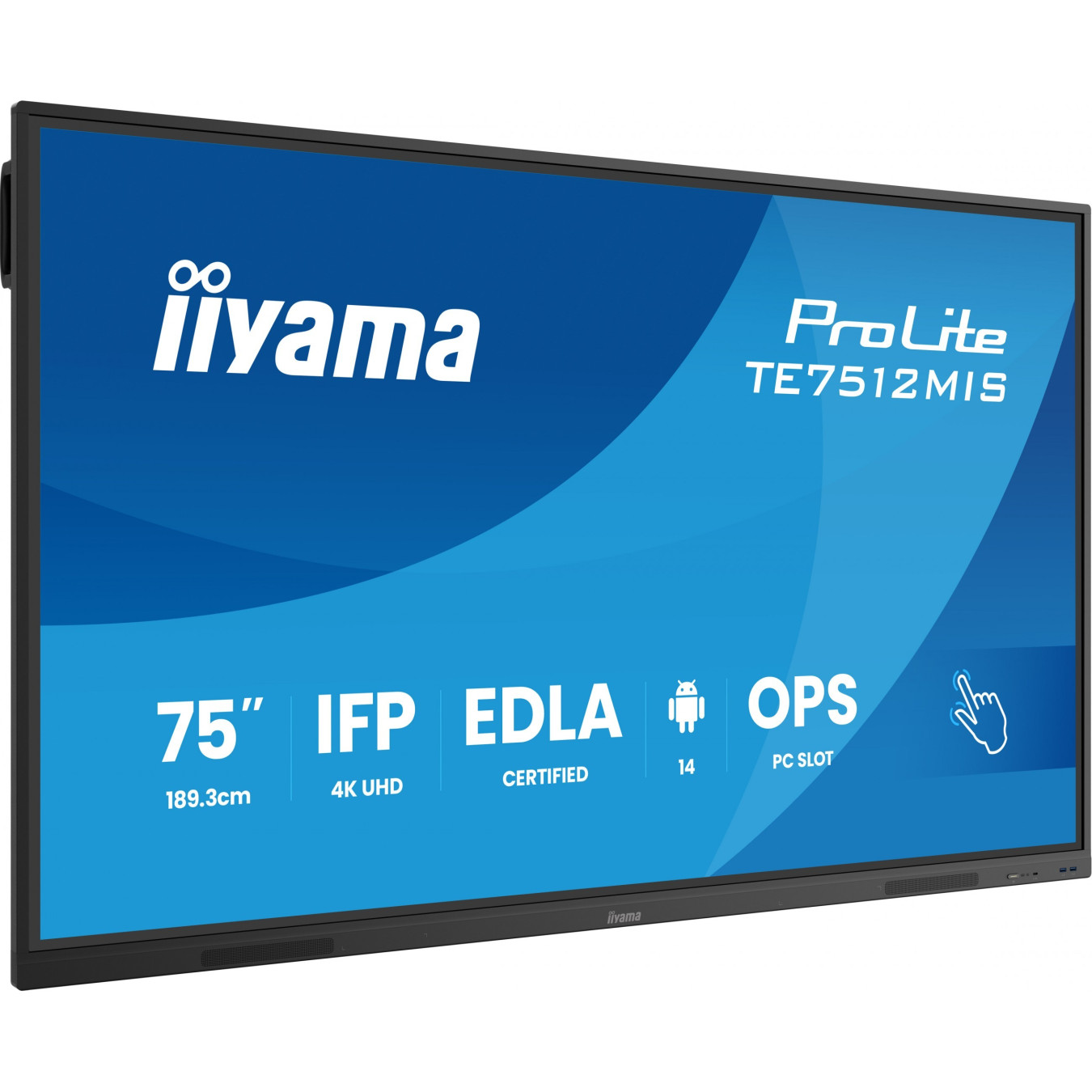 iiyama DS-TE7512MIS - 75" 4K UHD Interactive Touch VA Display - Android 11, 8GB RAM, 128GB, Black