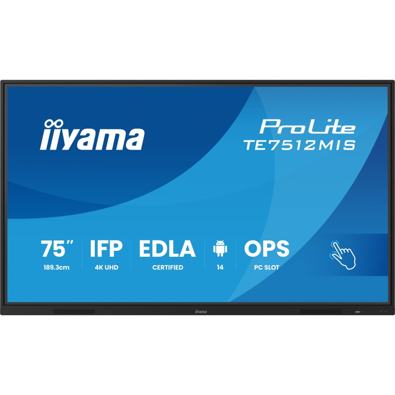 Buy iiyama DS-TE7512MIS - 75" 4K UHD Interactive Touch VA Display - Android 11, ... in Cyprus, Nicosia, Limassol, Larnaka, Pafos