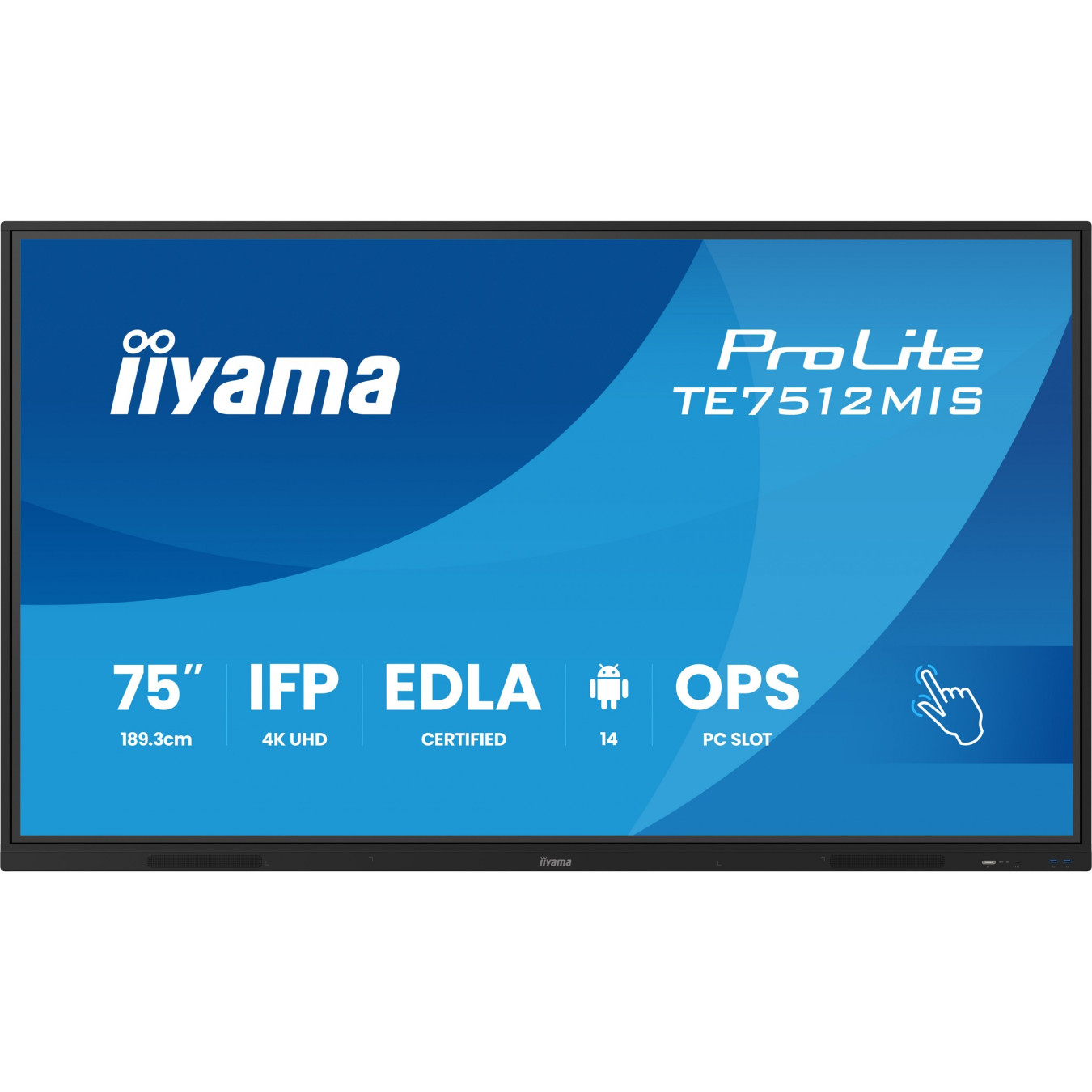 iiyama DS-TE7512MIS - 75" 4K UHD Interactive Touch VA Display - Android 11, 8GB RAM, 128GB, Black