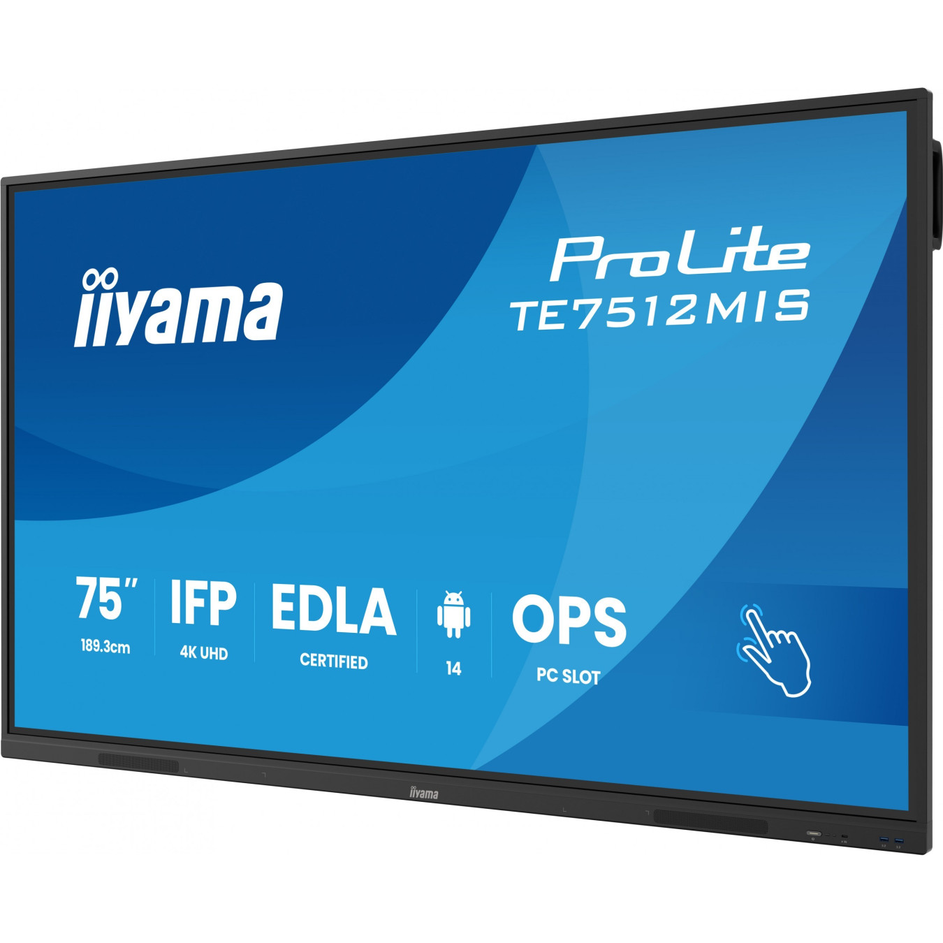 iiyama DS-TE7512MIS - 75" 4K UHD Interactive Touch VA Display - Android 11, 8GB RAM, 128GB, Black