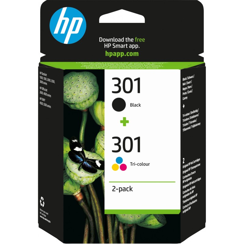 Buy HP 301 Ink Cartridges - N9J72AE - 2-Pack Original Black & Tri-color (Cyan/Ma... in Cyprus, Nicosia, Limassol, Larnaka, Pafos