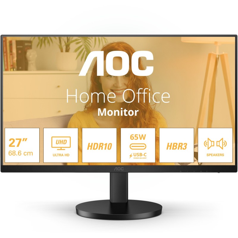Buy AOC U27B3CF - 27-inch 4K IPS Monitor, 3840x2160, USB-C PD 65W, 2×HDMI 2.0, ... in Cyprus, Nicosia, Limassol, Larnaka, Pafos