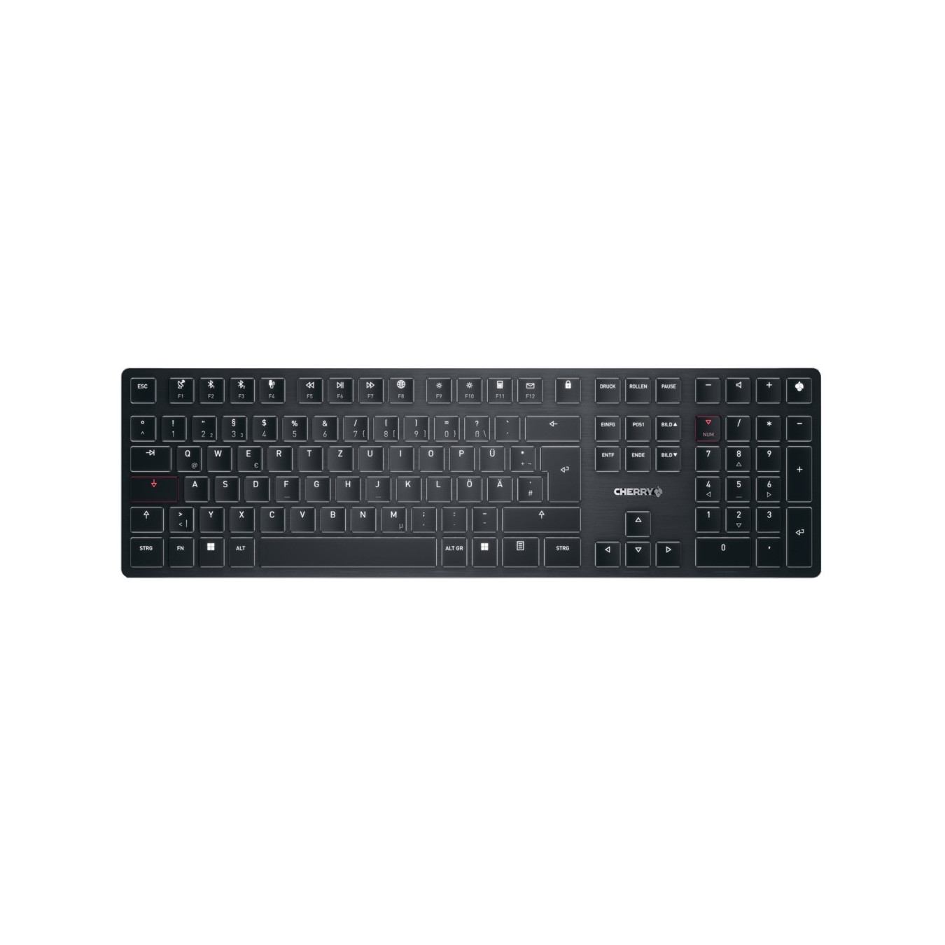 CHERRY KW X ULP - Low-Profile Cherry MX Mechanical Keyboard - Black, German QWERTZ, USB/BT/2.4G, LED Backlight
