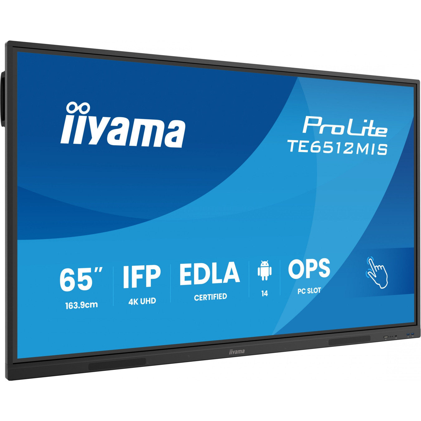iiyama DS TE6512MIS - 65" 4K UHD Interactive Touchscreen (Infrared, VA) - Android 11, 8GB RAM/128GB, Wi‑Fi6, Black