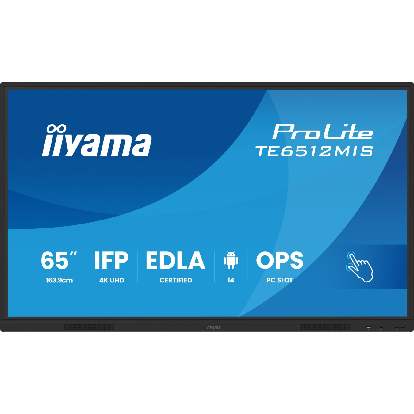 iiyama DS TE6512MIS - 65" 4K UHD Interactive Touchscreen (Infrared, VA) - Android 11, 8GB RAM/128GB, Wi‑Fi6, Black
