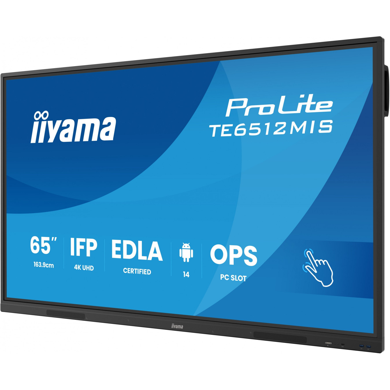 iiyama DS TE6512MIS - 65" 4K UHD Interactive Touchscreen (Infrared, VA) - Android 11, 8GB RAM/128GB, Wi‑Fi6, Black