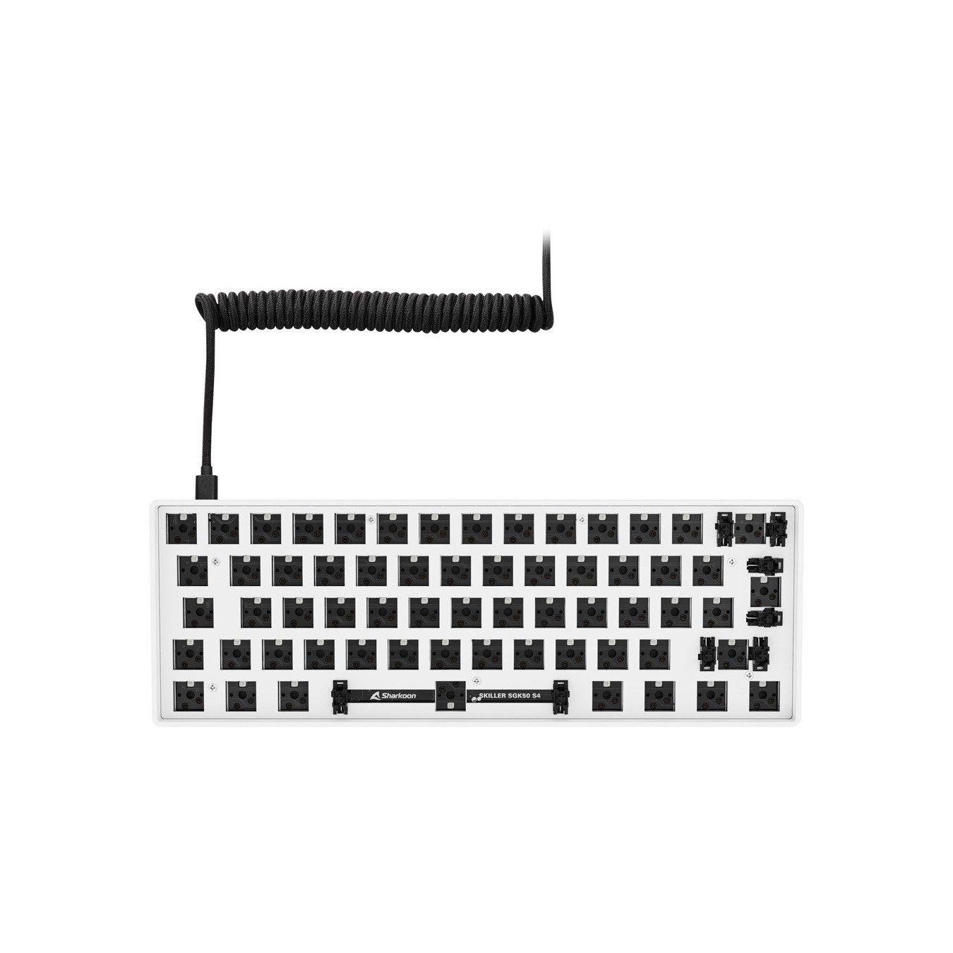 Sharkoon SKILLER SGK50 S4 Barebone - 60% Wired USB-C Keyboard, White, RGB, 32KB Onboard, 1000Hz