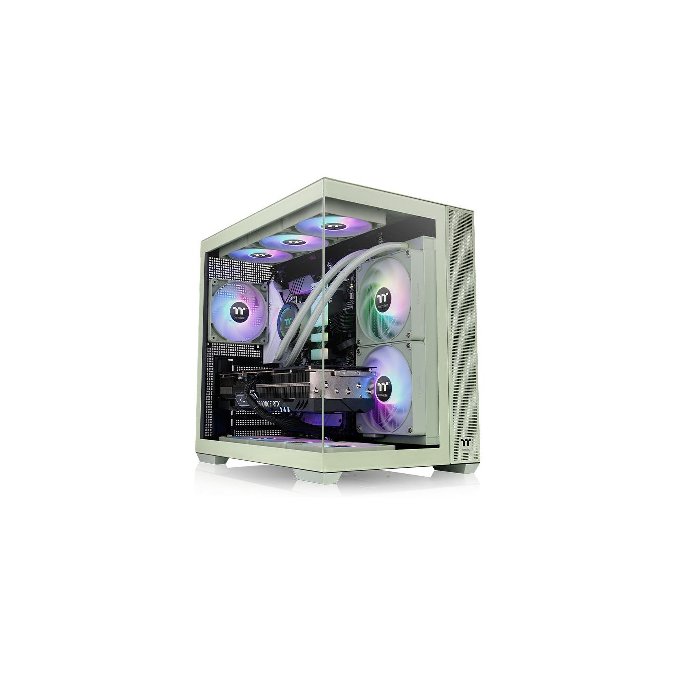 Thermaltake View 380 TG ARGB Mid Tower Case - Matcha Green, Tempered Glass, ATX/mATX/Mini-ITX