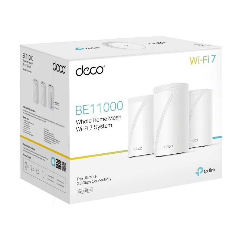 Buy TP-Link Deco BE65 Mesh Wi-Fi 7 System (3-Pack) - White, Tri-Band 2.4/5/6 GHz... in Cyprus, Nicosia, Limassol, Larnaka, Pafos