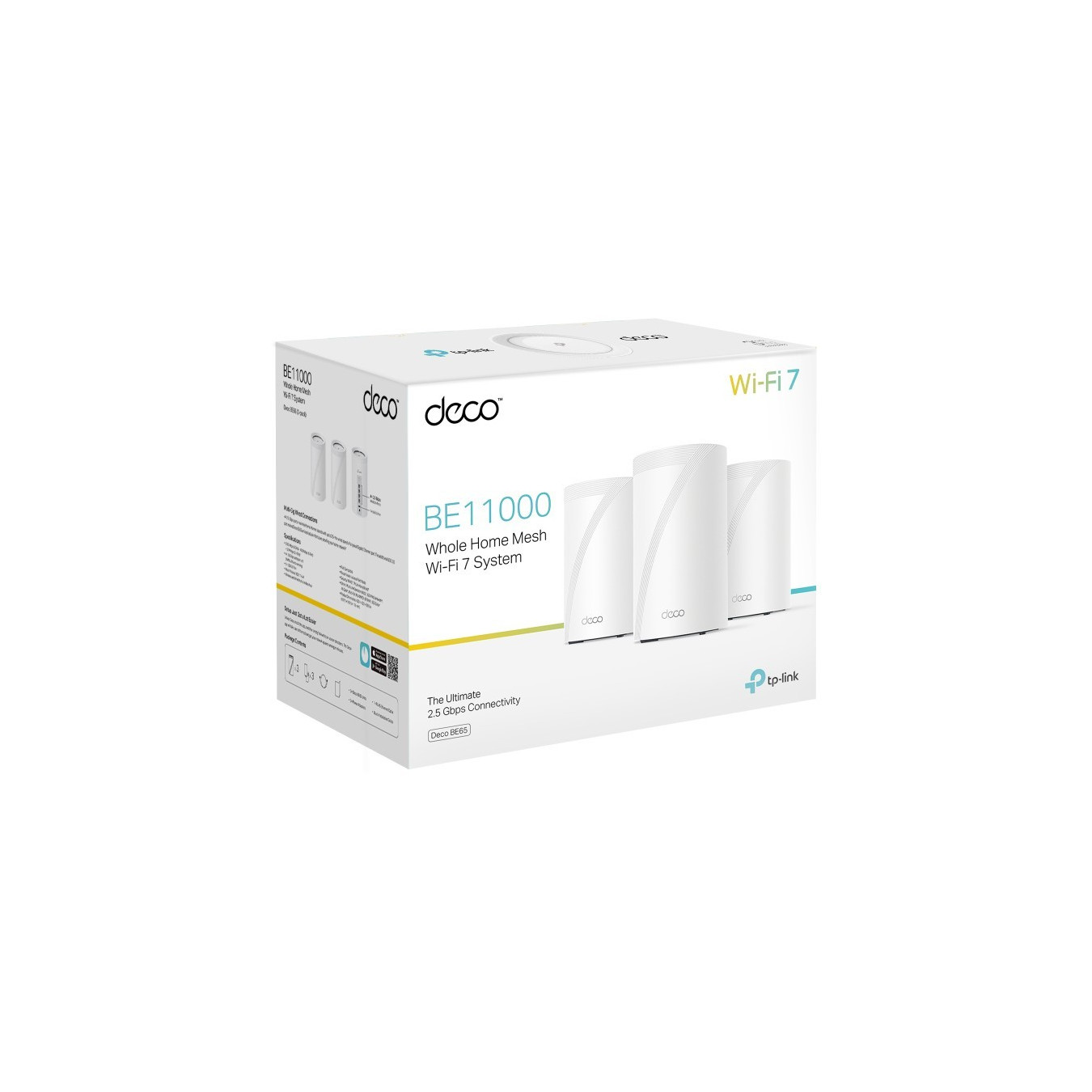 TP-Link Deco BE65 Mesh Wi-Fi 7 System (3-Pack) - White, Tri-Band 2.4/5/6 GHz, up to 9214 Mbps
