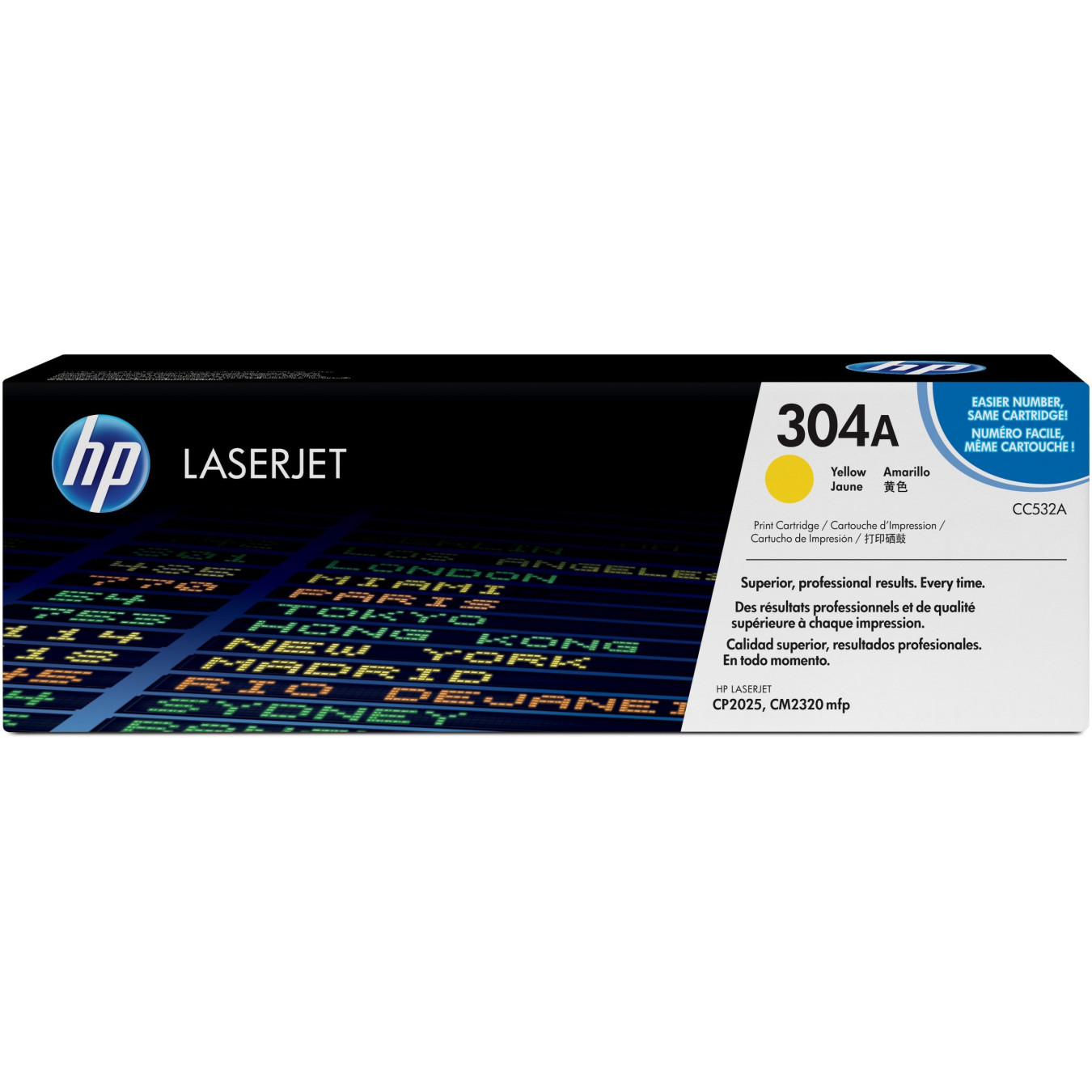 HP 304A Original Yellow LaserJet Toner Cartridge - CC532A - 2800-page Standard Yield, ColorSphere