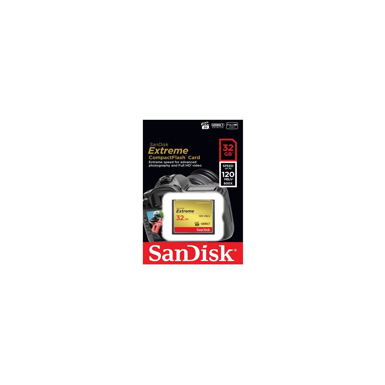 SanDisk Extreme CompactFlash Card - 32GB - Black/Gold/Red, 120MB/s Read, 85MB/s Write — Buy in Cyprus with Fast Delivery