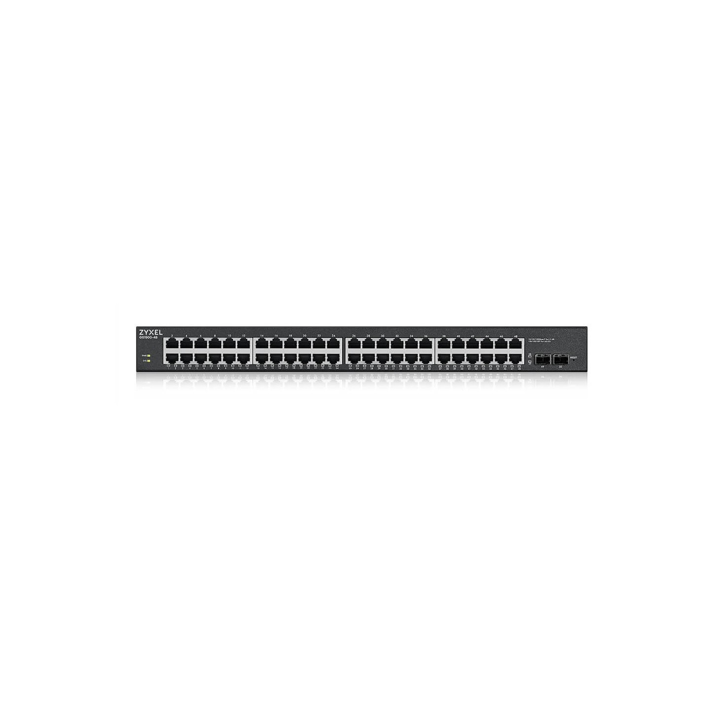 Zyxel GS1900-48HPv2 - 48-Port Gigabit L2 Managed PoE Switch, 24 PoE Ports (170W), 2 SFP, Rackmount, Black
