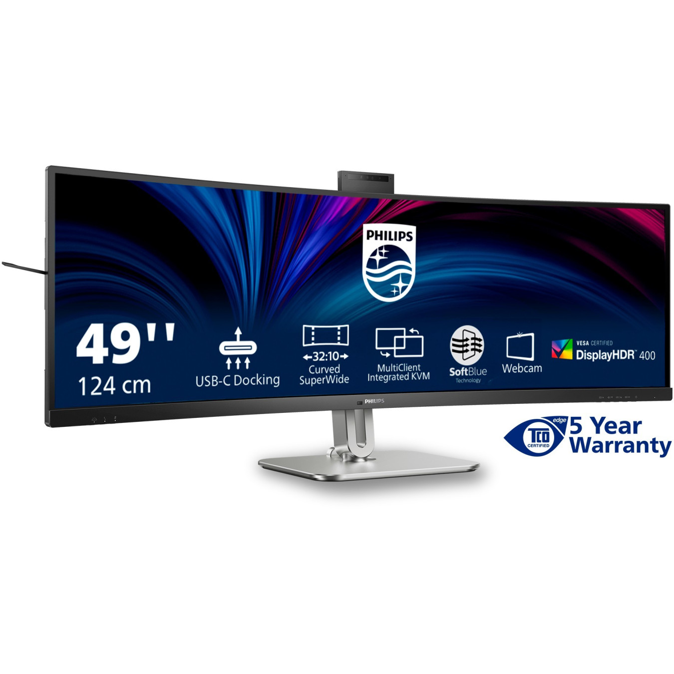 Philips 49B2U6900CH - 49in 32:9 Curved Dual QHD 5120x1440, VA, 75Hz, HDR400, USB-C PD100W, Black