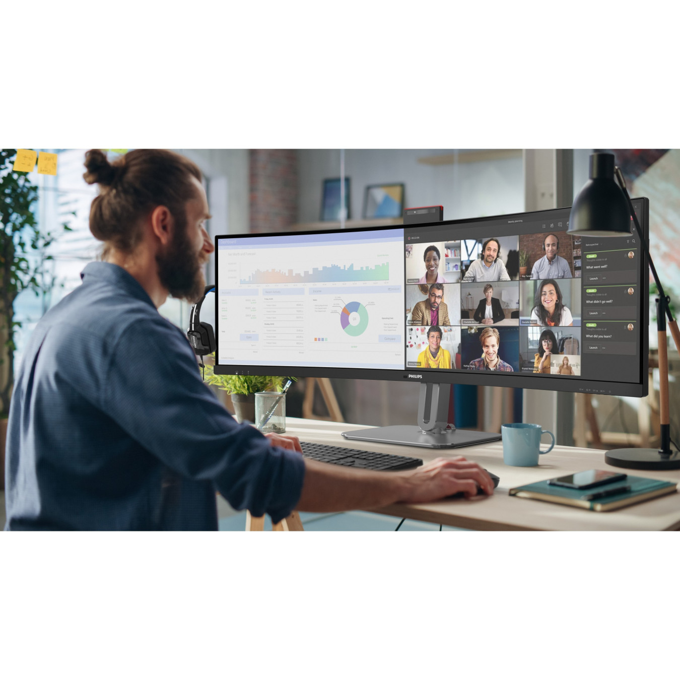 Philips 49B2U6900CH - 49in 32:9 Curved Dual QHD 5120x1440, VA, 75Hz, HDR400, USB-C PD100W, Black