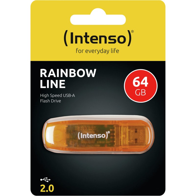 Buy Intenso Rainbow Line USB Flash Drive - 64GB - Orange - USB Type-A 2.0 in Cyprus, Nicosia, Limassol, Larnaka, Pafos
