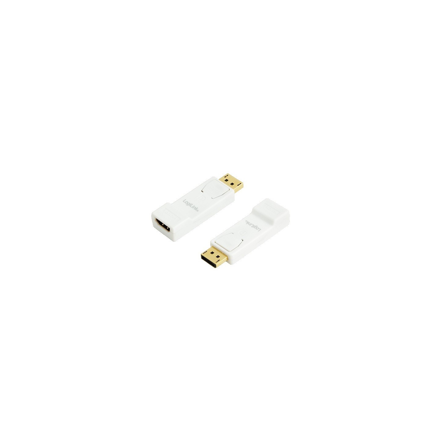LogiLink DisplayPort to HDMI Adapter - CV0057 - White/Yellow, Locking DP Male to HDMI Female
