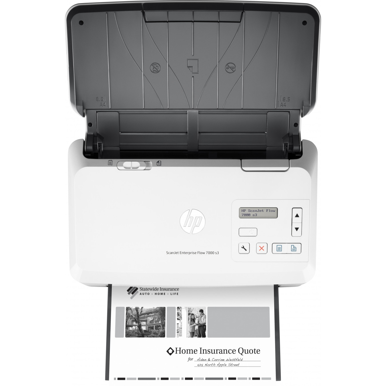 HP ScanJet Enterprise Flow 7000 s3 - Sheet-fed Duplex ADF Scanner, White, 75 ppm, 600x600 DPI, A4