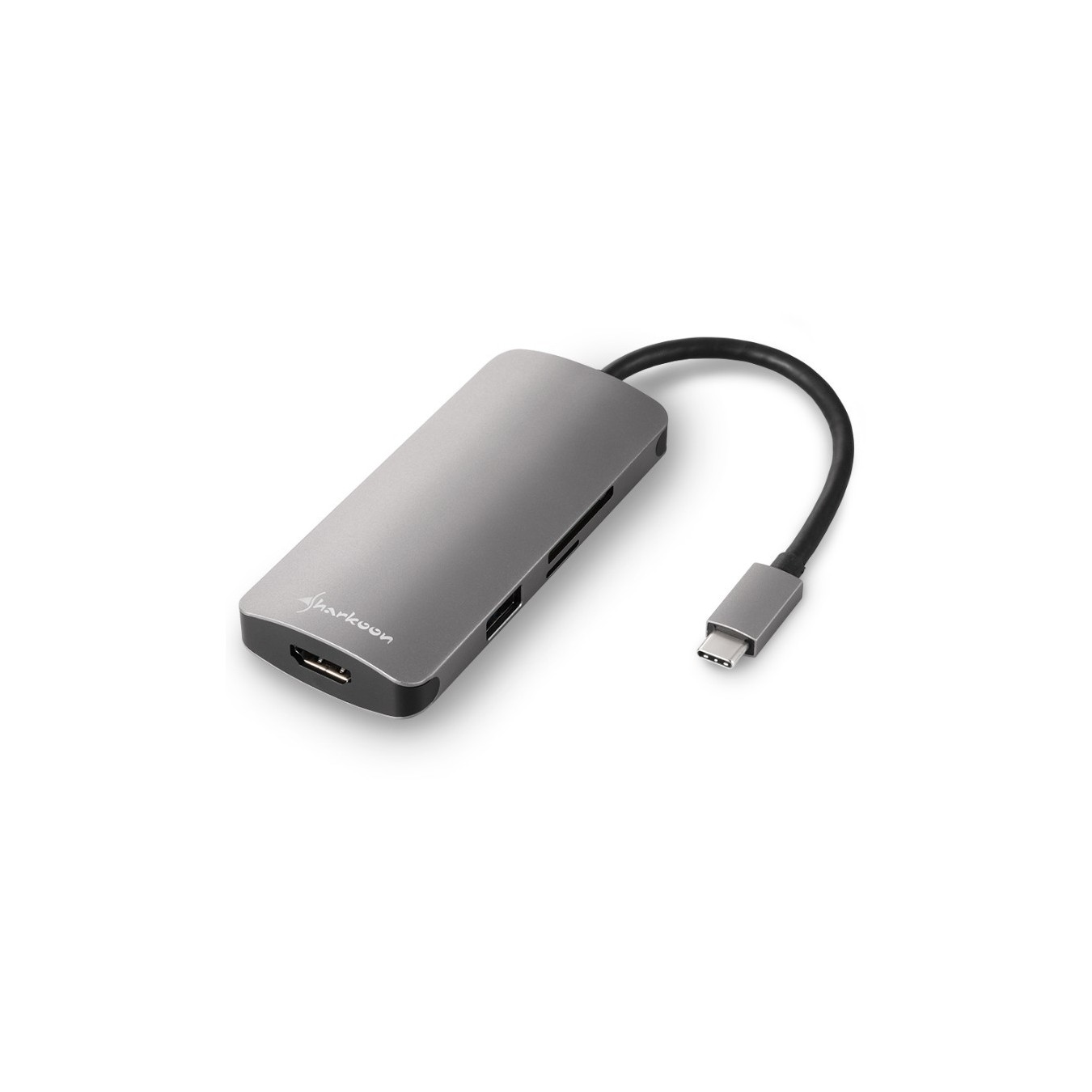 Sharkoon USB-C Multiport Adapter - 3x USB-A, 1x USB-C, HDMI, SD/MMC - Grey, USB 3.2 Gen 1 — Buy in Cyprus with Fast Delivery