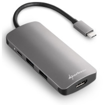Sharkoon USB-C Multiport Adapter - 3x USB-A, 1x USB-C, HDMI, SD/MMC - Grey, USB 3.2 Gen 1 — Buy in Cyprus with Fast Delivery