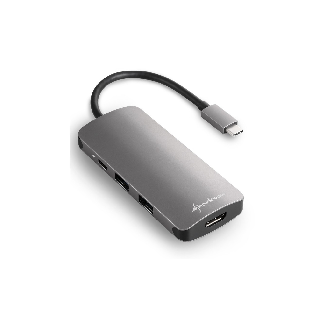 Sharkoon USB-C Multiport Adapter - 3x USB-A, 1x USB-C, HDMI, SD/MMC - Grey, USB 3.2 Gen 1 — Buy in Cyprus with Fast Delivery