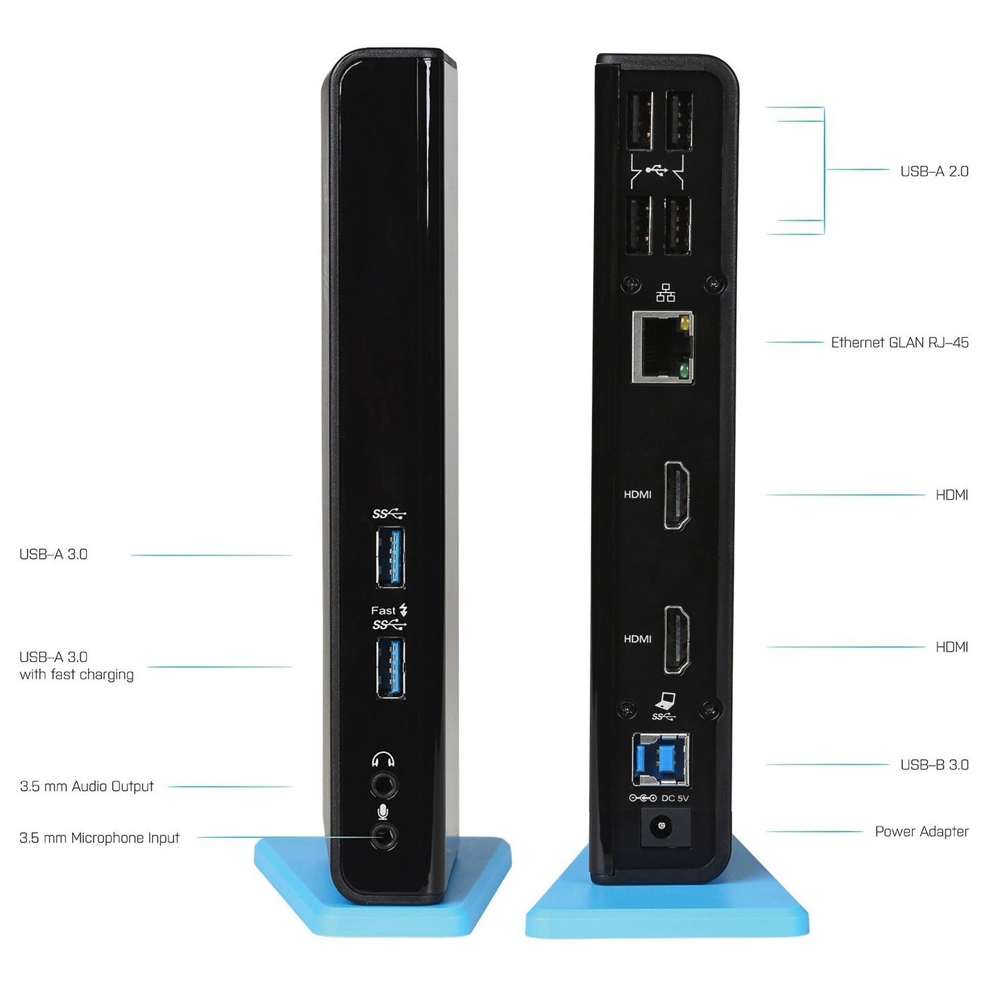 D I-TEC USB 3.0 Dual HDMI Docking Station - Black, USB-A 3.0, Dual HDMI, Gigabit Ethernet — Buy in Cyprus with Fast Delivery