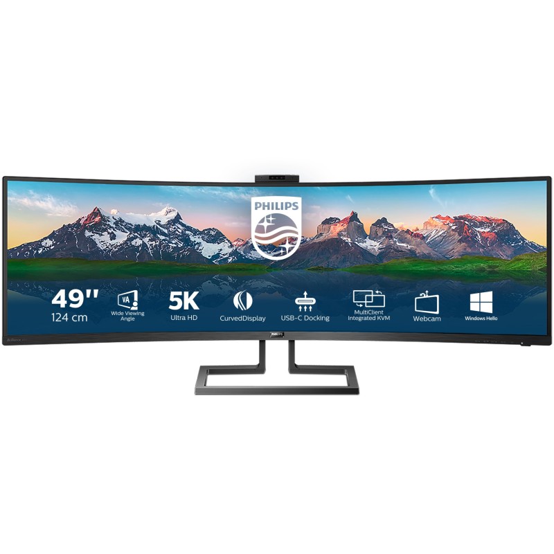 Buy Philips 499P9H - 124cm (49") SuperWide 32:9 Curved VA Monitor - 5120x1440, D... in Cyprus, Nicosia, Limassol, Larnaka, Pafos