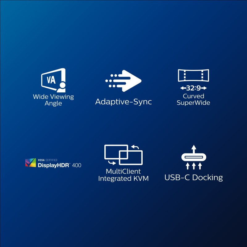 Philips 499P9H 49" SuperWide 32:9 Curved VA DQHD Monitor USB-C 90W Webcam (Boxed) — Buy in Cyprus with Fast Delivery