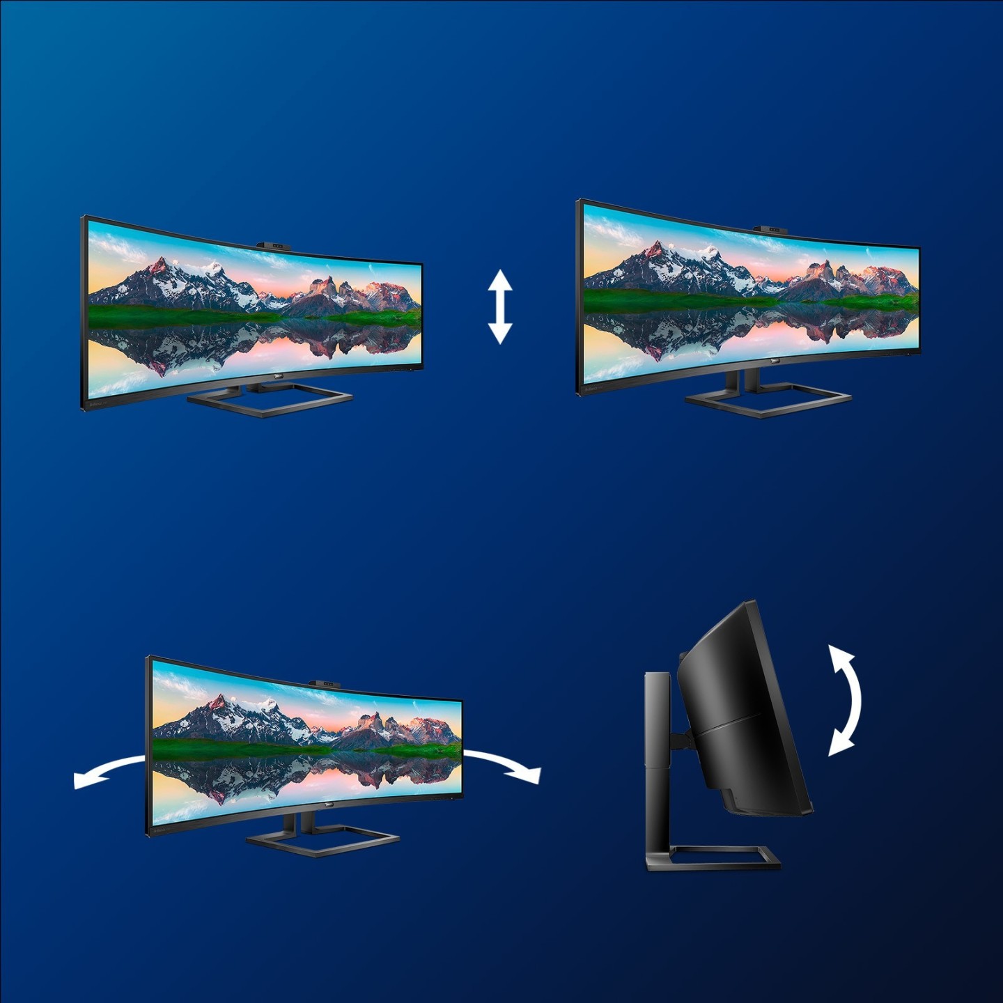 Philips 499P9H 49" SuperWide 32:9 Curved VA DQHD Monitor USB-C 90W Webcam (Boxed) — Buy in Cyprus with Fast Delivery