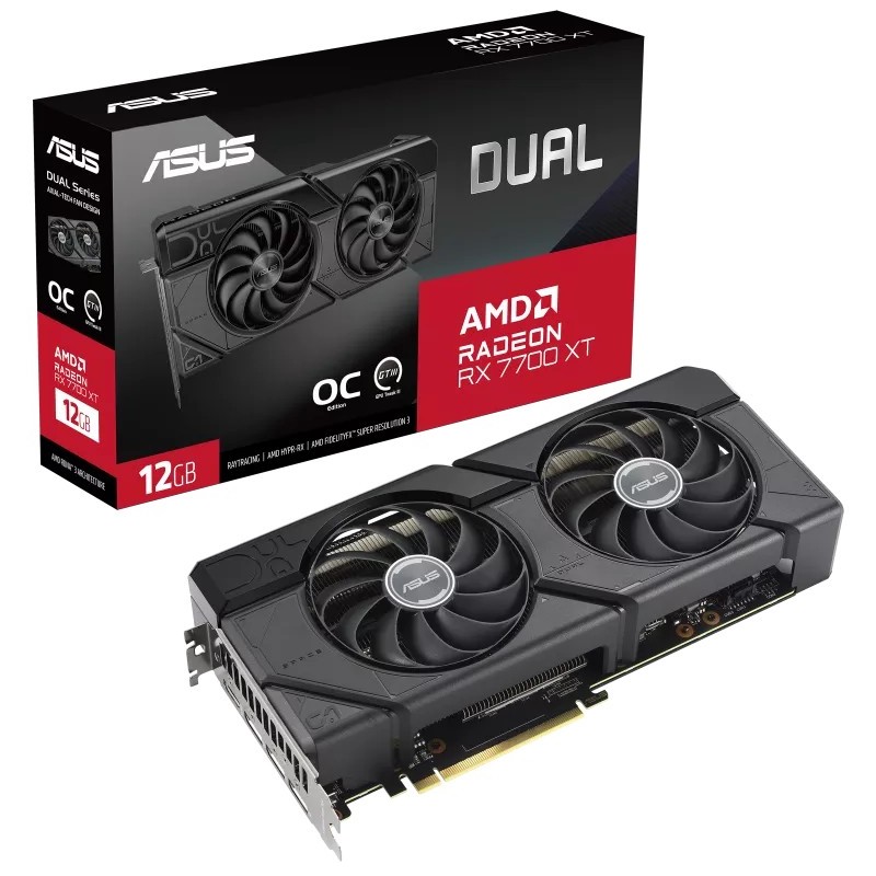 Buy RX 7700 XT ASUS Dual Radeon OC - RX7700XT-O12G - Black, 12GB GDDR6, 192-bit,... in Cyprus, Nicosia, Limassol, Larnaka, Pafos