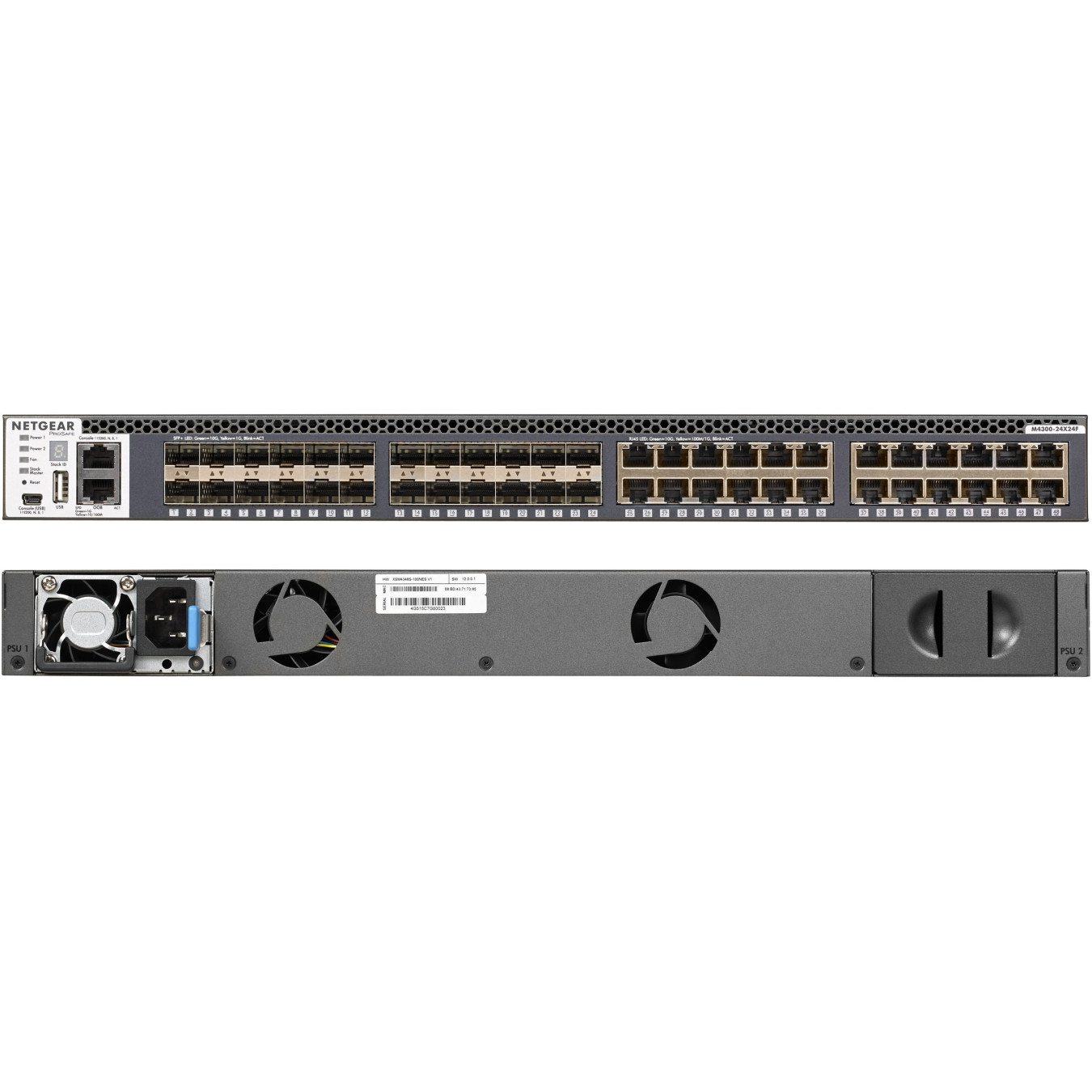 NETGEAR Switch 24x GE XSM4348S-100NES - XSM4348S-100NES - 24x 10G RJ45, 2x SFP+, 1U Rackmount